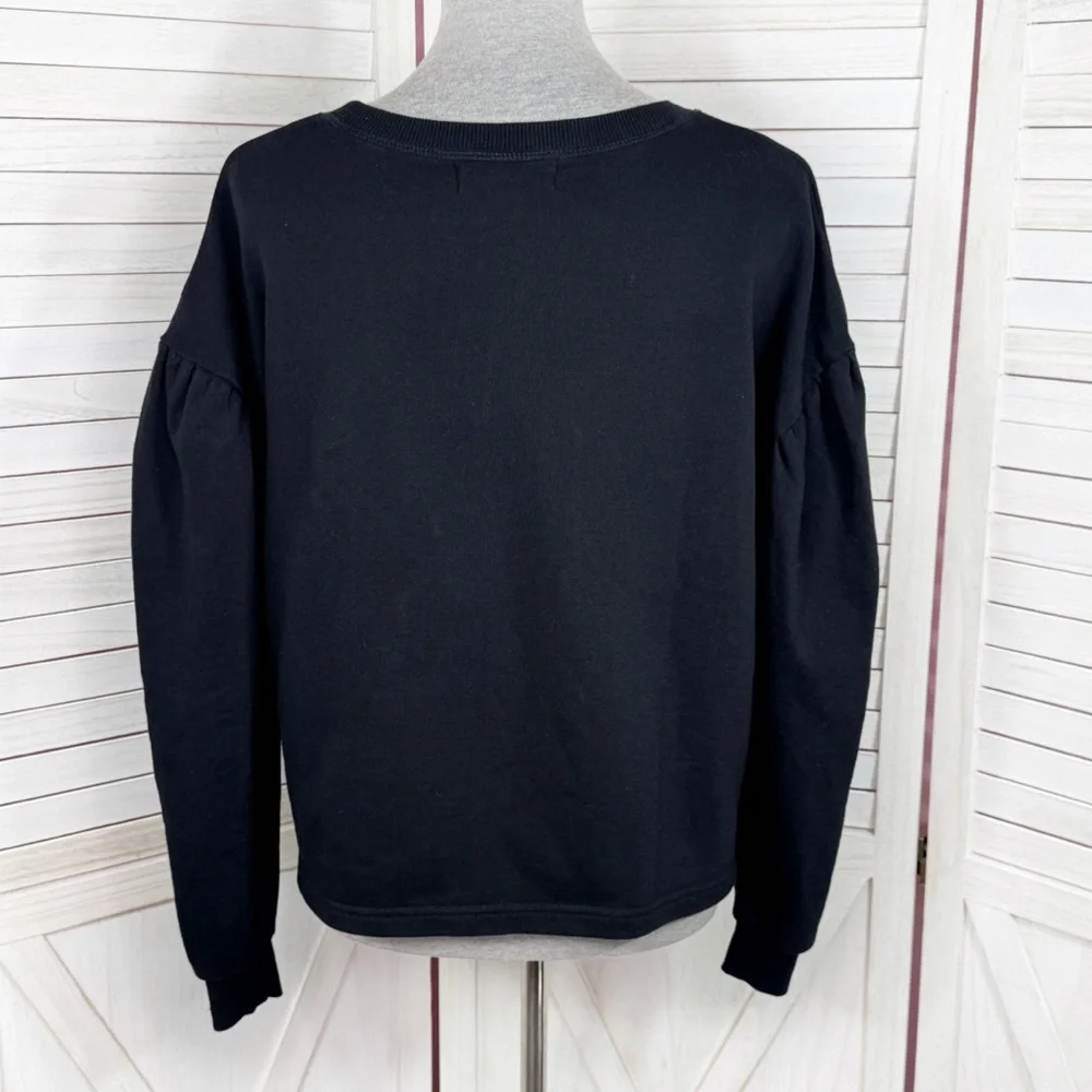 Jack &‎ Rae Embroidered Floral Cropped Sweatshirt Black XS